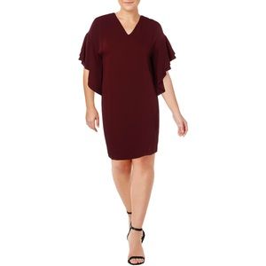 NWT RALPH LAUREN Maroon Flutter Sleeve Dress Sz 6